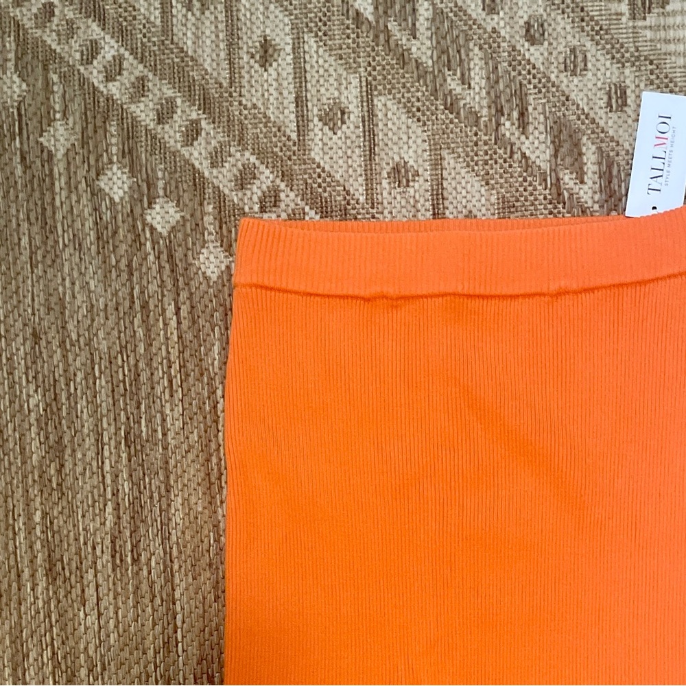 Tall Moi Knit Sweater Skirt | Midi Length | Bright Orange | Size Small